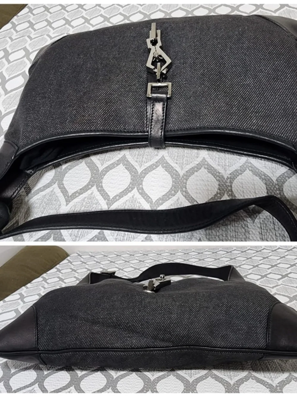 Authentic GUCCI Vintage Jackie Hobo Denim Bag Black